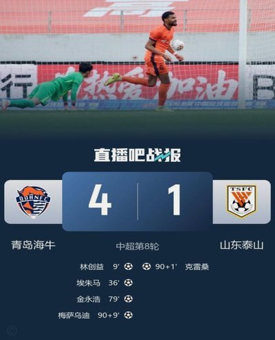 海牛破15年魔咒 4-1力克泰山